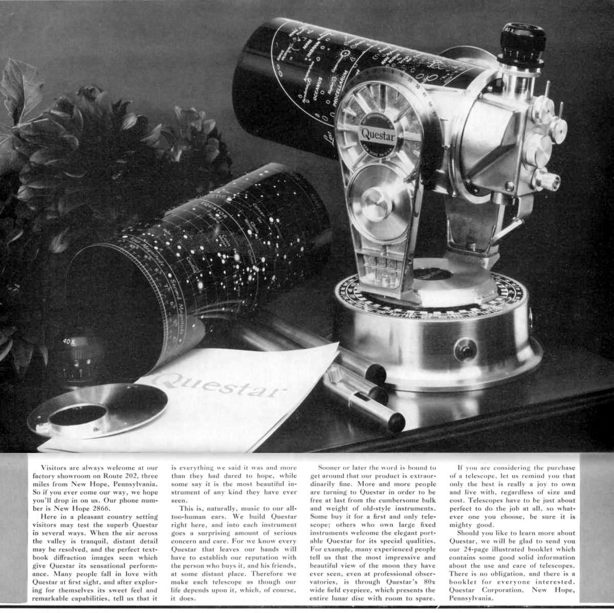 Questar advertisement, <em>Sky and Telescope</em>, November 1954