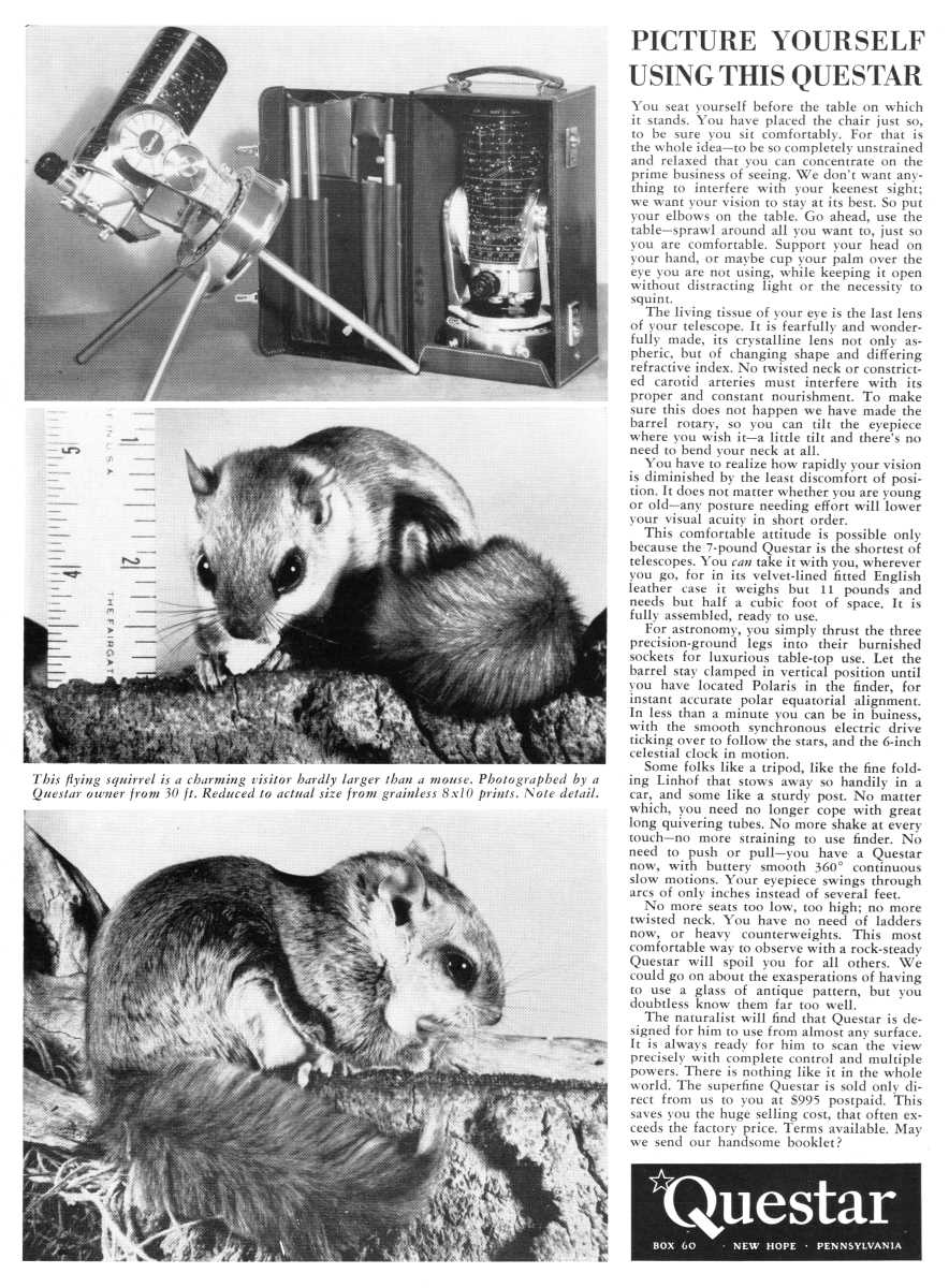 Questar advertisement, <em>Natural History</em>, May 1960