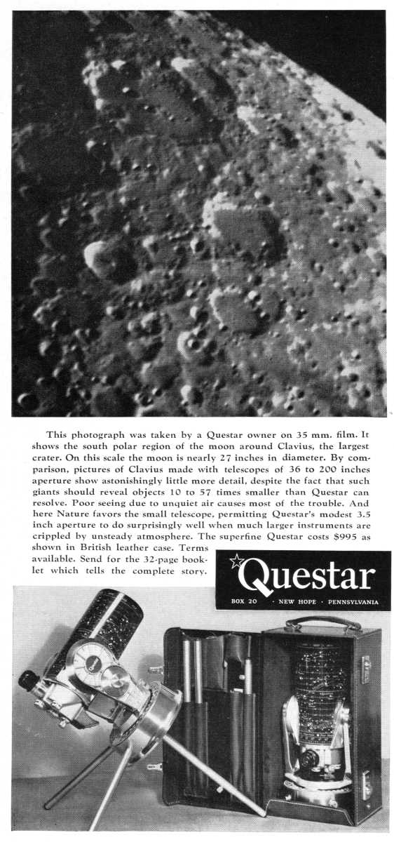 Questar advertisement, <em>Scientific American</em>, May 1960