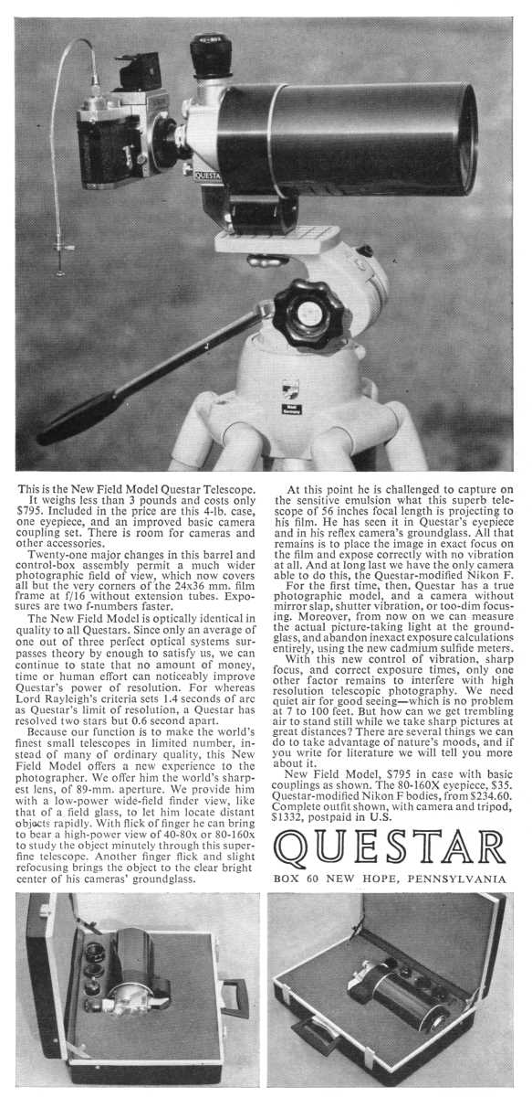 Questar advertisement, <em>Natural History</em>, February 1964