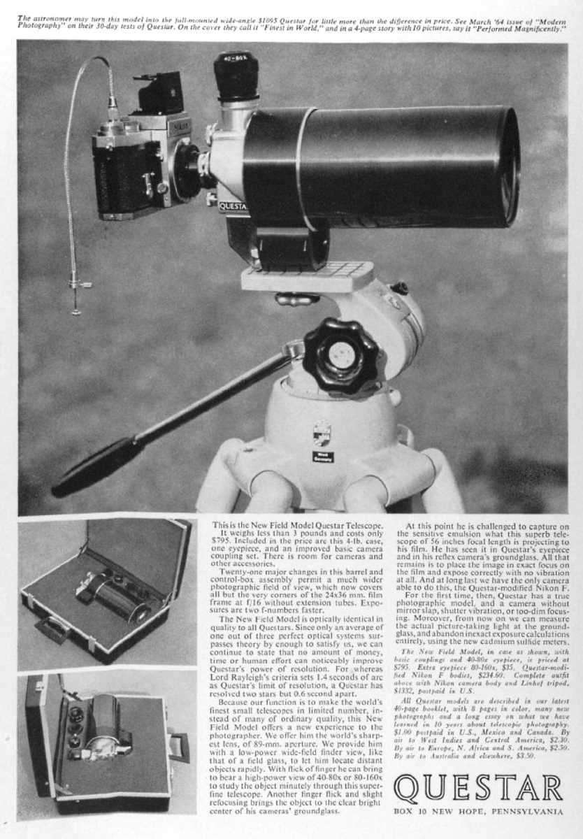 Questar advertisement, <em>Sky and Telescope</em>, November 1964