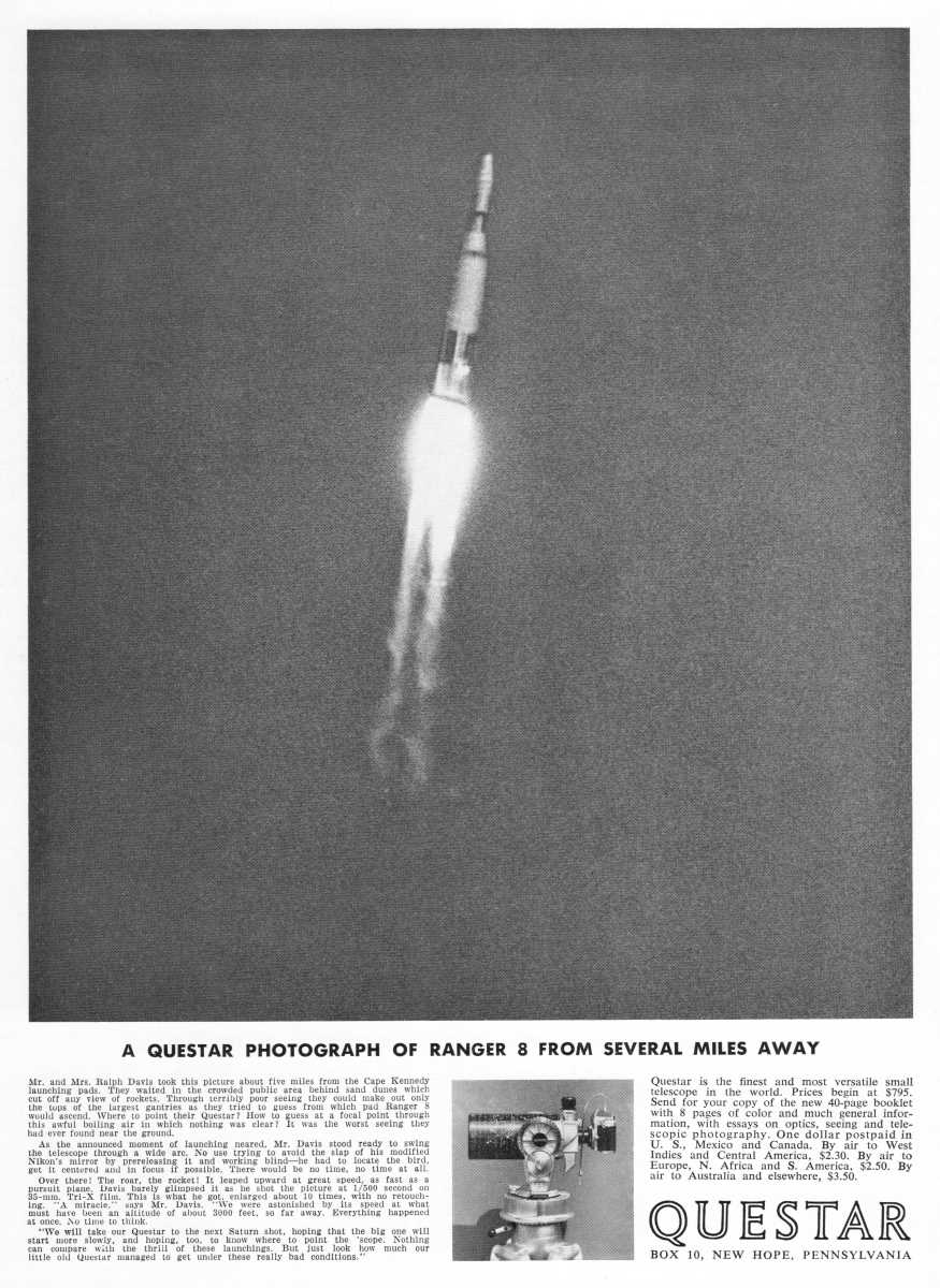 Questar advertisement, <em>Sky and Telescope</em>, April 1965