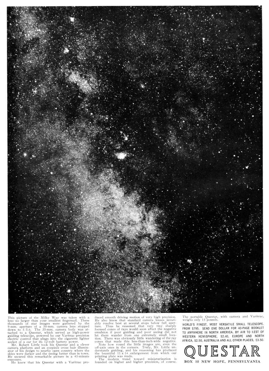 Questar advertisement, <em>Sky and Telescope</em>, September 1965