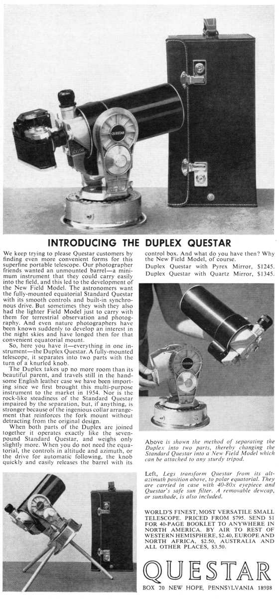 Questar advertisement, <em>Scientific American</em>, October 1966