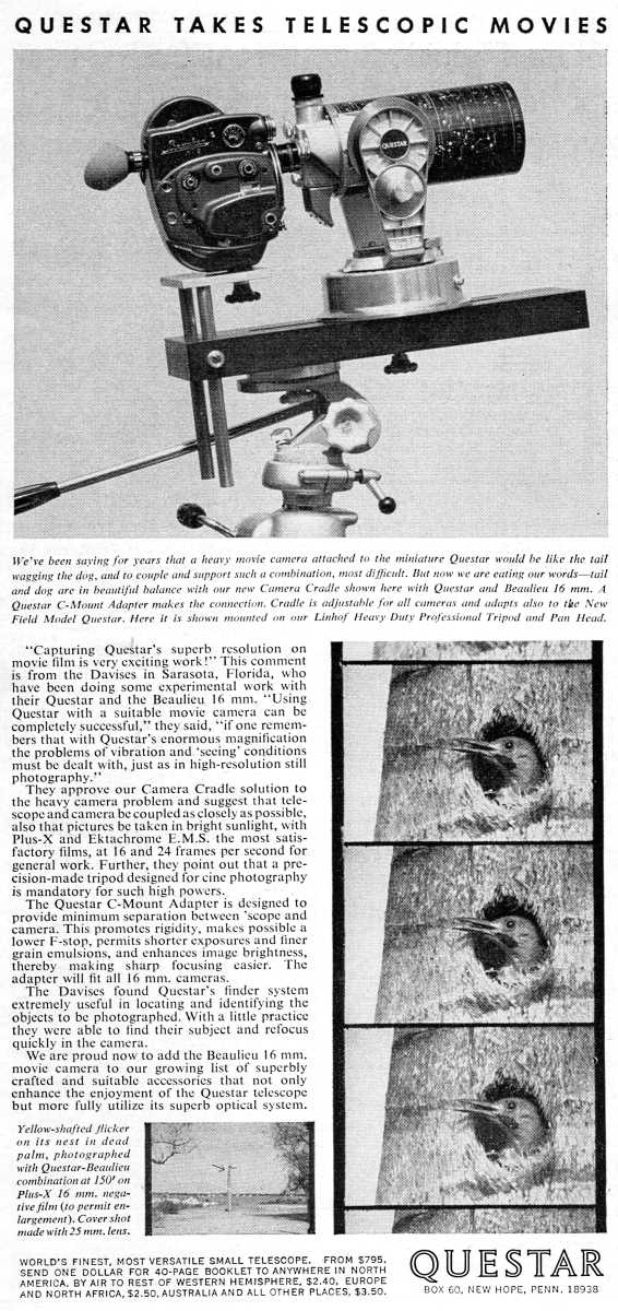 Questar advertisement, <em>Natural History</em>, November 1966