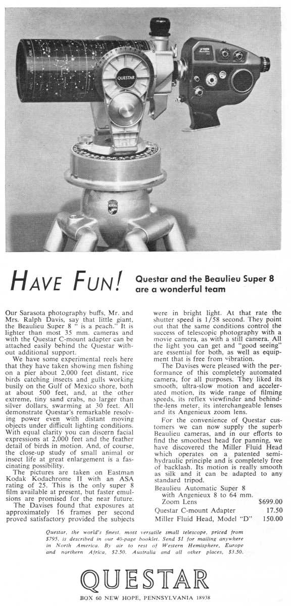 Questar advertisement, <em>Natural History</em>, June-July 1967