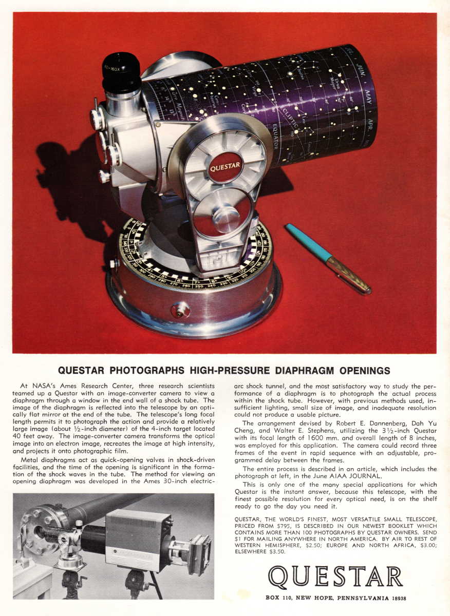 Questar advertisement, <em>Sky and Telescope</em>, March 1970