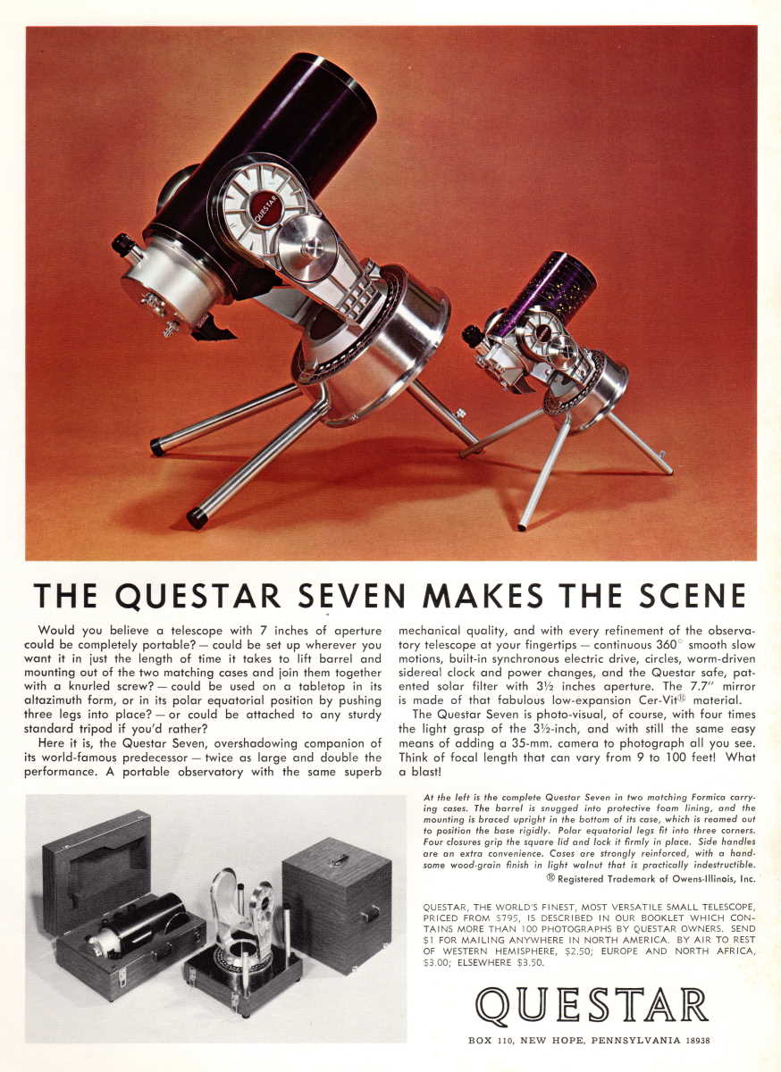 Questar advertisement, <em>Sky and Telescope</em>, September 1969