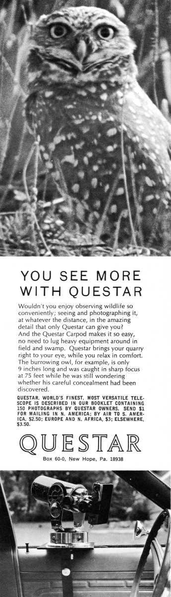 Questar advertisement, <em>Natural History</em>, December 1973