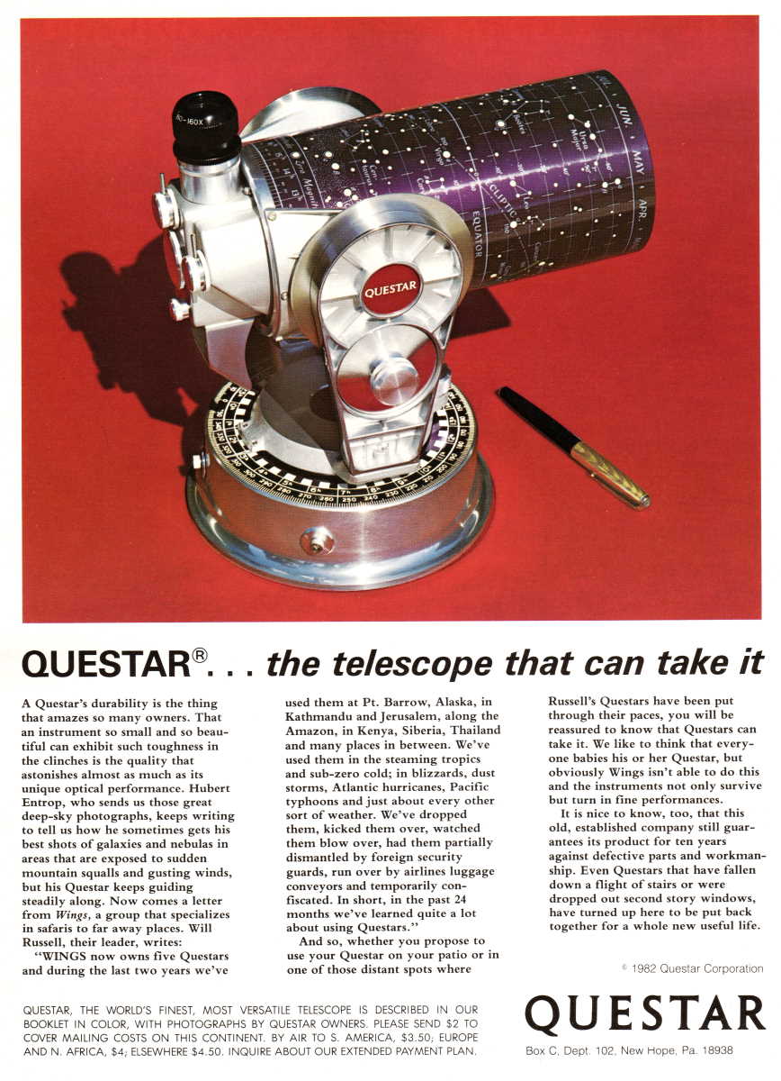 Questar advertisement, <em>Sky and Telescope</em>, May 1983