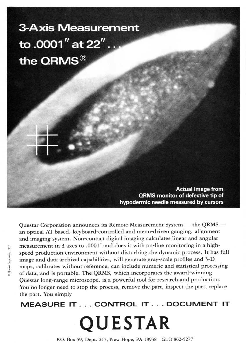 Questar advertisement, <em>Scientific American</em>, September 1987