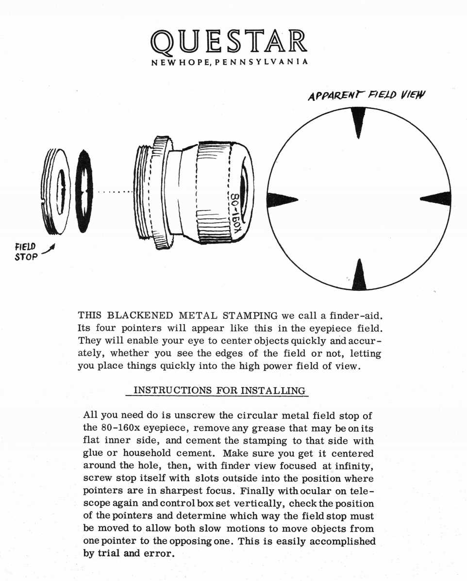 Eyepiece pointer installation instructions