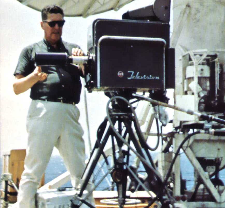 An ABC cameraman fitted his television camera with a Questar TV Model to show the recovery of the Gemini 10 mission on July 21, 1966