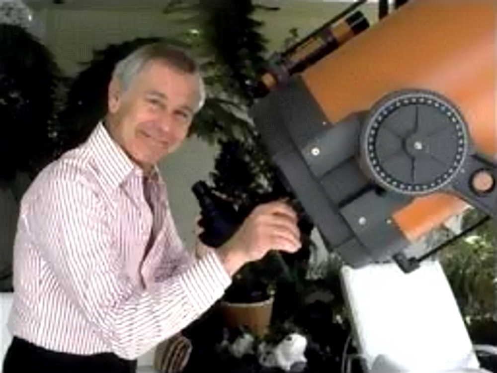 Johnny Carson with his 14-inch Celestron SCT