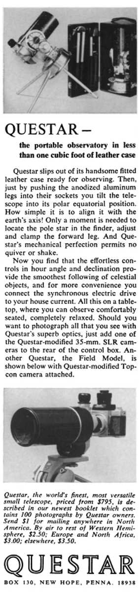 Questar advertisement, <em>Science News</em>, March 22, 1969